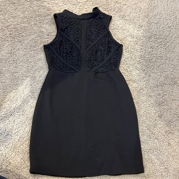 Black Boutique Mini Dress with detail Lace on Top - Picture 1 of 6